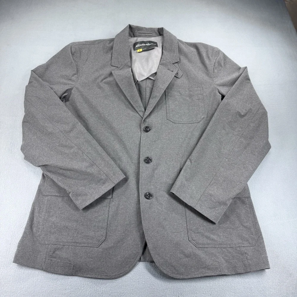 Eddie Bauer Blazer Men's Size 46 Gray Travel Stretch Blazer Jacket Excellent